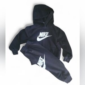 Boys Toddler 4T Nike Swoosh Black Jogger Set Hooded Sweatshirt Pants 2 Piece Kid